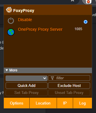 FoxyProxy: Klicken Sie auf Optionen